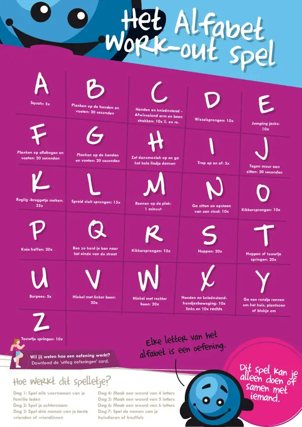 Het alfabeth work-out spel